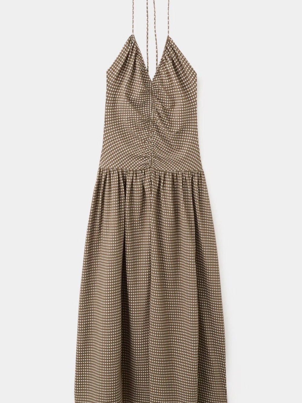 Mango CHECKERED MIDI DRESS WITH RUCHED DETAIL - Picture 4 of 6